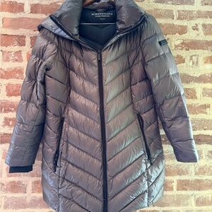 BCBGMaxAzria Women's Metallic Gray Puffer Jacket